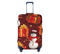 HJLUUFT Copertura per bagagli da viaggio con stampa di pupazzo di neve con scritta "Merry Christmas", lavabile, antigraffio, Nero , L