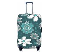 HJLUUFT Copertura per bagagli da viaggio con stampa floreale grigio e bianco foglia di tè copertura protettiva per valigie lavabile copertura per bagagli antigraffio, Nero , L