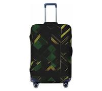 HJLUUFT Copertura per bagagli da viaggio con stampa geometrica nera, verde e oro, copertura protettiva per valigia, lavabile, antigraffio, Nero , XL