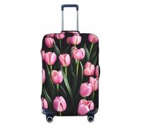 HJLUUFT Copertura per bagagli da viaggio con stampa rosa e tulipani, copertura protettiva per valigia, lavabile, antigraffio, Nero , S