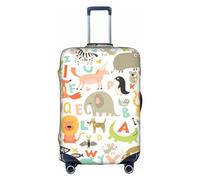 HJLUUFT Copertura per bagagli personalizzata con animali dell'alfabeto dello zoo, protezione per valigie con design approvato TSA, adatta alla maggior parte delle valigie da 71,1 cm, bianco, Small