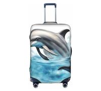 HJLUUFT Copertura per bagagli personalizzata con delfino oceano che ti guarda, protezione per valigia con design approvato TSA, adatta alla maggior parte delle valigie da 71,1 cm, bianco, Medium