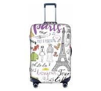 HJLUUFT Copertura per bagagli personalizzata con Tour Eiffel francese di Parigi, protezione per valigie con design approvato TSA, adatta alla maggior parte delle valigie da 71,1 cm, bianco, Medium