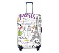 HJLUUFT Copertura per valigia con stampa Tour Eiffel di Parigi francese, copertura per bagagli da viaggio, lavabile, antigraffio, Nero , L