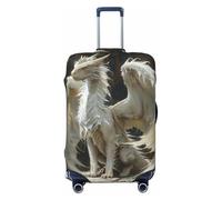 HJLUUFT Copertura per valigie con stampa di un drago bianco strano, protezione per bagagli da viaggio, lavabile, antigraffio, Nero , S