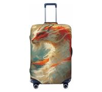 HJLUUFT Copertura per valigie da viaggio con stampa di dragone bianco rosso e rosso, lavabile, antigraffio, Nero , XL