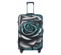 HJLUUFT Copertura protettiva per bagagli con rose grigie color foglia di tè - Protezione per valigie approvata TSA, design personalizzato per una facile identificazione, bianco, Small