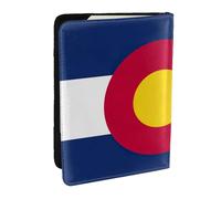 HJLUUFT Custodia per passaporto in pelle con stampa bandiera del Colorado, custodia per passaporto con porta carte di credito, per donne e uomini, per la famiglia, da viaggio, Nero , Taglia unica