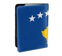 HJLUUFT Custodia per passaporto in pelle con stampa bandiera del Kosovo, custodia per passaporto con porta carte di credito, per donne e uomini, per la famiglia, da viaggio, Nero , Taglia unica