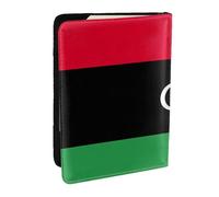 HJLUUFT Custodia per passaporto in pelle con stampa bandiera della Libia, custodia per passaporto con porta carte di credito, per donne e uomini, per la famiglia, da viaggio, Nero , Taglia unica