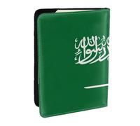 HJLUUFT Custodia per passaporto in pelle con stampa bandiera dell'Arabia Saudita, custodia per passaporto con porta carte di credito, per donne e uomini, per la famiglia, da viaggio, Nero , Taglia