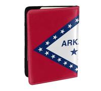 HJLUUFT Custodia per passaporto in pelle con stampa bandiera dell'Arkansas per uomini e donne, portafoglio da viaggio per passaporto per famiglia