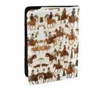 HJLUUFT Custodia per passaporto in pelle con stampa di cavallo cowboy, custodia per passaporto con porta carte di credito, per donne e uomini, famiglia ID viaggio, Nero , Taglia unica