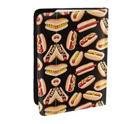 HJLUUFT Custodia per passaporto in pelle con stampa divertente con hot dog, custodia per passaporto con porta carte di credito, per donne e uomini, per la famiglia, da viaggio, Nero , Taglia unica