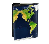 HJLUUFT Custodia per passaporto in pelle con stampa mappa del mondo, custodia per passaporto con porta carte di credito, per donne e uomini, famiglia ID viaggio, Nero , Taglia unica