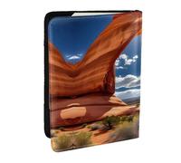 HJLUUFT Custodia per passaporto in pelle con stampa standard del Parco Nazionale degli Arches, custodia per passaporto con porta carte di credito, per donne e uomini, per la famiglia, da viaggio, Nero