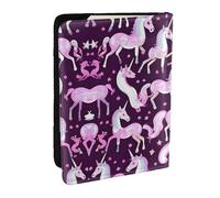 HJLUUFT Custodia per passaporto in pelle con stampa unicorni rosa per uomini e donne, portafoglio da viaggio per passaporto per famiglia