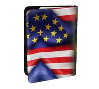 HJLUUFT Custodia per passaporto in pelle stampata con bandiere americane e brasiliane, custodia per passaporto con porta carte di credito, per donne e uomini, per la famiglia e i viaggi, Nero , Taglia