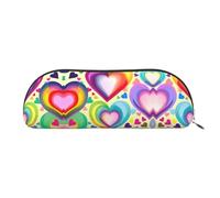 HJLUUFT Custodia semicircolare con cuori nei colori dell'arcobaleno: elegante astuccio e borsa leggera per il trucco, adatta per ufficio, vita e viaggi