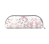 HJLUUFT Custodia semicircolare con motivo floreale e fenicottero, elegante astuccio e borsa per il trucco leggera, adatta per ufficio, vita e viaggi, Argento, Taglia unica, Arte