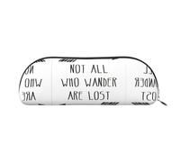 HJLUUFT Custodia semicircolare con scritta in inglese "Not All Who Wander Are Lost", elegante astuccio e borsa per il trucco leggera, adatta per ufficio, vita e viaggi, Argento, Taglia unica, Arte