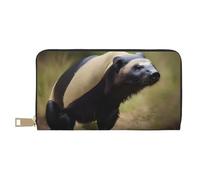 HJLUUFT Cute Honey Badger Portafoglio da donna, design sottile e minimalista, ideale per carte di credito e contanti, in similpelle, cerniera in metallo, bianco, Taglia unica, classico