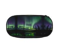 HJLUUFT Dark Northern Lights stampa astuccio semplice robusto multifunzionale matita borsa ufficio cancelleria organizzatore