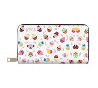 HJLUUFT Delicious Cupcakes Elegante Portafoglio da Donna, Sottile e Porta Carte di Credito, Similpelle e Cerniera in Metallo Sicuro, bianco, Taglia unica, classico