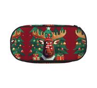 HJLUUFT Divertente astuccio con stampa di alce natalizia, semplice e robusto, multifunzionale, per cancelleria da ufficio