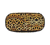 HJLUUFT Divertente borsa per cosmetici con stampa leopardata per cancelleria, astuccio kawaii, astuccio organizer con cerniera