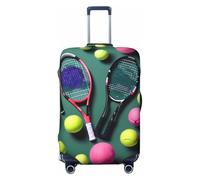 HJLUUFT Divertente copertura per valigie da viaggio con stampa di racchette da tennis e palline da tennis, lavabile, antigraffio, Nero , M