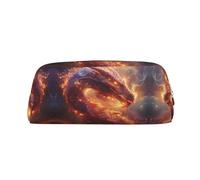 HJLUUFT Dragon of the night - Astuccio in pelle semicircolare portatile per penne e trucchi, ideale per riporre matite e trucchi per tutti i giorni