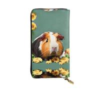 HJLUUFT Flower Guinea pig Pratico portafoglio da donna - Porta carte di credito sottile e minimalista con finta pelle e cerniera in metallo, nero, taglia unica, classico, Nero , Taglia unica, Classico