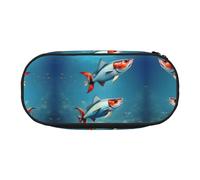 HJLUUFT Flying Fish in the Ocean Print Makeup Cosmetic Bag Stationary Kawaii Pencil Box Pouch Gadget Organizer Bag con cerniera