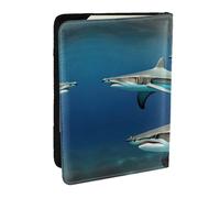 HJLUUFT Hammerhead Sharks - Custodia per passaporto, in pelle, con porta carte di credito, per donne e uomini, per la famiglia, da viaggio, Nero , Taglia unica