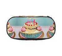 HJLUUFT Happy Birthday Big Cake stampa matita caso semplice robusto multifunzionale matita borsa ufficio cancelleria organizzatore