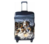 HJLUUFT Husky Cuccioli Cani Stampa Bagagli Da Viaggio Copertura Valigie Copertura Protettiva Valigie Lavabile Copertura Bagagli Antigraffio, Nero , L