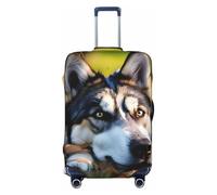 HJLUUFT Husky Dog Pattern Print Travel Luggage Cover Protector Valigie Lavabile Copertura Bagagli Anti-Graffio, Nero , M