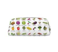 HJLUUFT Introduzione di varie verdure Premium Cross Grain Pencil Box & Makeup Bag - Versatile Storage per penne, cosmetici e altro ancora, Argento, Taglia unica, ARTE