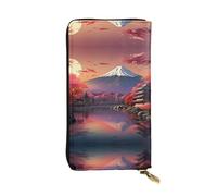 HJLUUFT Japan Mount Fuji Landscape - Portafoglio da donna con porta carte di credito sottile e minimalista, in similpelle e cerniera in metallo, nero, Taglia unica, classico