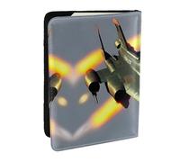 HJLUUFT Jet Fighters - Custodia per passaporto in pelle con stampa con porta carte di credito, per donne e uomini, per la famiglia, da viaggio, Nero , Taglia unica