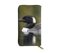HJLUUFT Loon Nature Bird - Portafoglio da donna con porta carte di credito sottile e minimalista, in similpelle e cerniera in metallo, nero, Taglia unica, classico