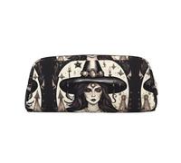 HJLUUFT Magic Witch Witchcraft Bohemian Premium Cross Grain Leather Pencil Box & Makeup Bag - Versatile Storage per penne, cosmetici e altro ancora, Oro, Taglia unica, ARTE