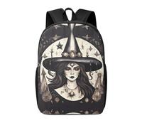 HJLUUFT Magic Witch Witchcraft Bohemian Print Zaino leggero per computer portatile, borsa da viaggio, zaino da viaggio approvato per il volo, nero, Taglia unica