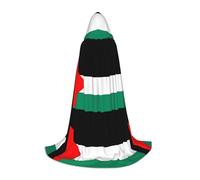 HJLUUFT Mantello con cappuccio per adolescenti con bandiera della Palestina, mantello di Halloween, mantello lungo costume in maschera, costume cosplay