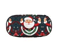 HJLUUFT Merry Christmas - Astuccio per cosmetici con stampa di Babbo Natale, per cancelleria, Kawaii, con cerniera