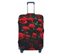 HJLUUFT Molte rose rosse stampa stampa viaggio bagagli copertura valigia Protector valigia lavabile bagagli copre antigraffio, Nero , L