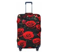 HJLUUFT Molte rose rosse stampa viaggio bagagli copertura valigia Protector valigia lavabile bagagli copre antigraffio, Nero , XL