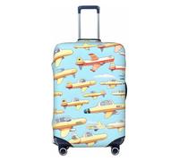 HJLUUFT Molti cartoni animati piccoli aeroplani stampa viaggio bagagli copertura valigia Protector valigia lavabile bagagli copre antigraffio, Nero , S