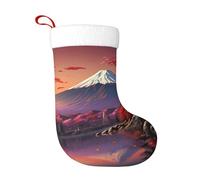 HJLUUFT Monte Fuji Paesaggio Giappone Stampa Carino Pupazzo di Neve Calze di Natale per Camino Decorazione Festa di Natale